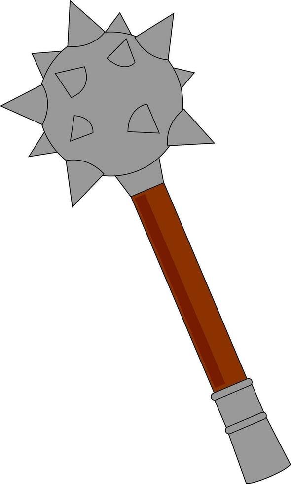 Clipart of the blackened steel ball with spikes, mace, vector or color illustration