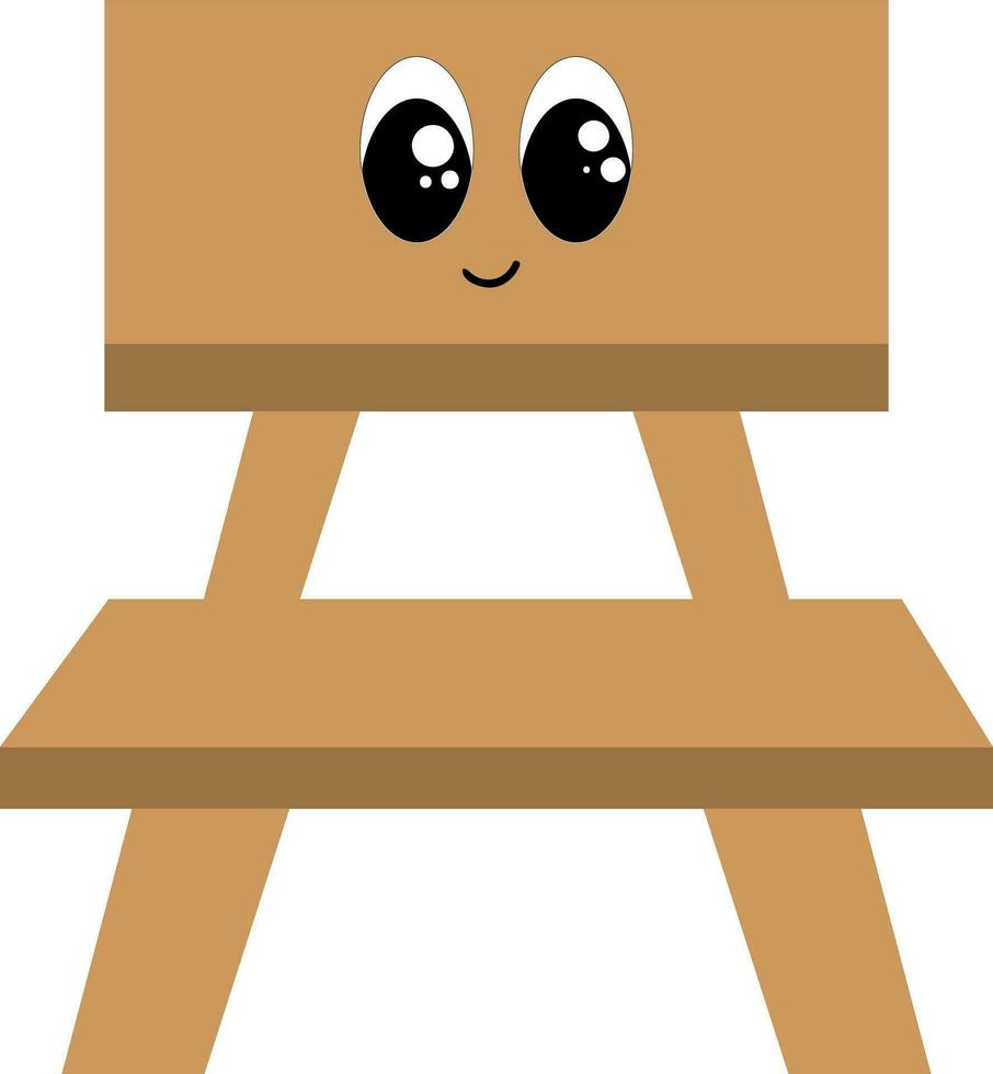 Emoji of a cute smiling wooden chair, vector or color illustration