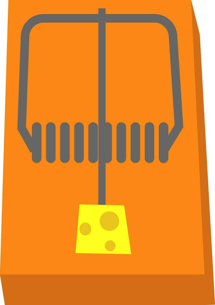 Clipart of a piece of cheese attached to the base of the mousetrap, vector or color illustration