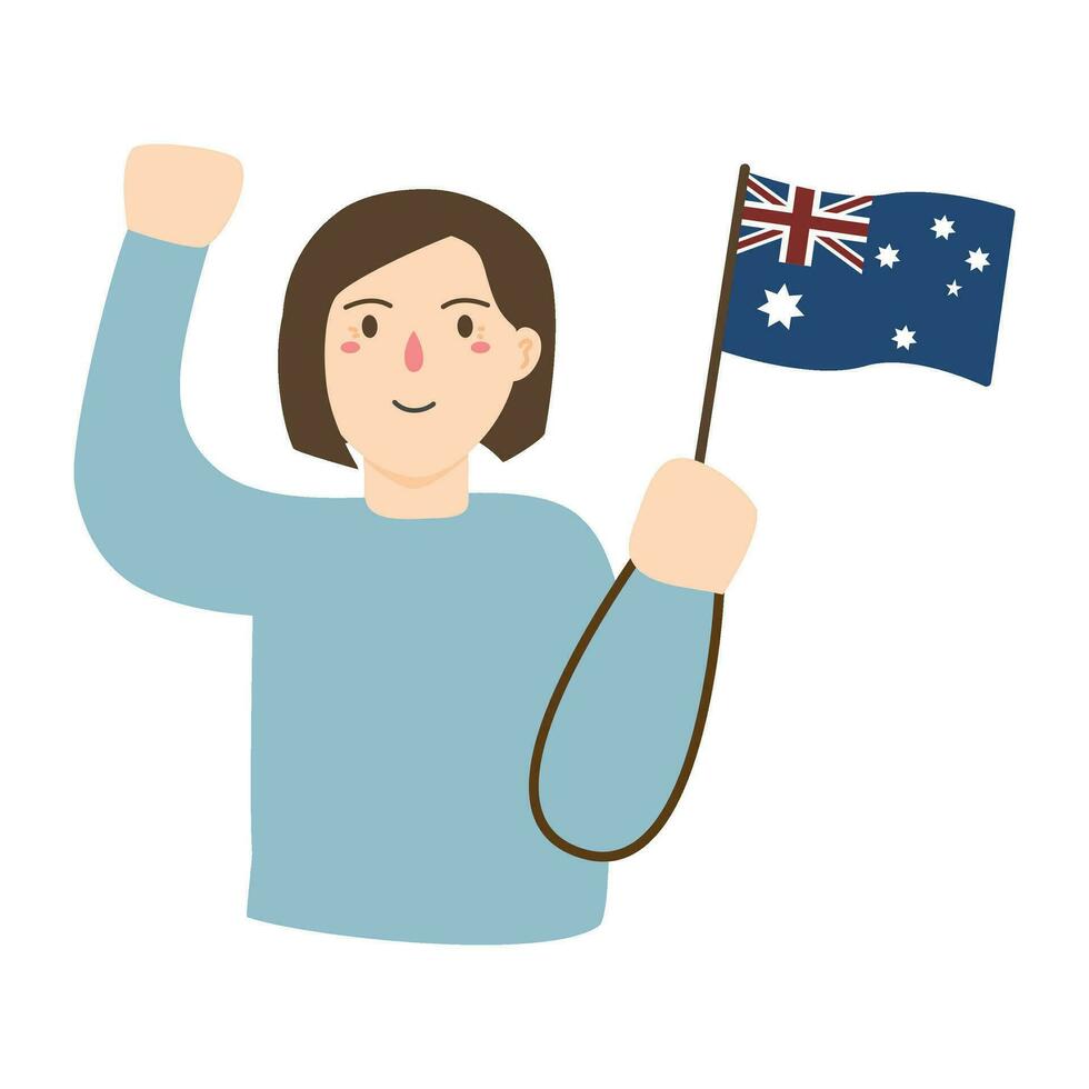 mano dibujado contento Australia día con bandera vector