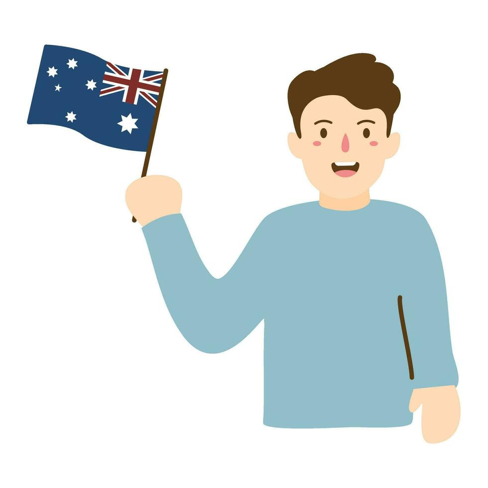 man Holding A Flag On Australia Day vector