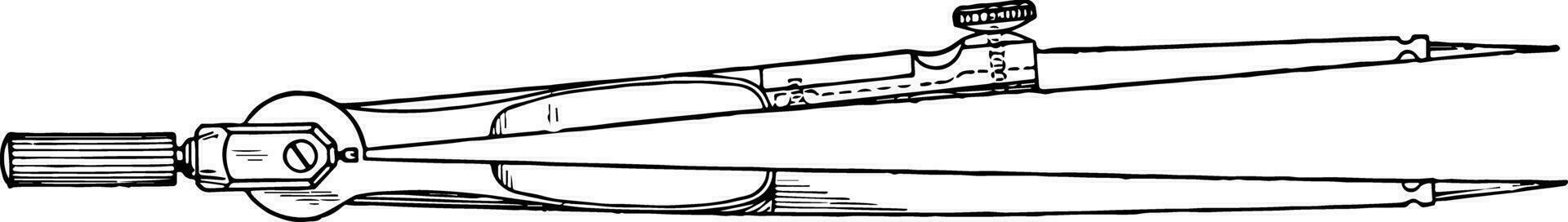 Hairspring Dividers large end of the dividers vintage engraving. vector