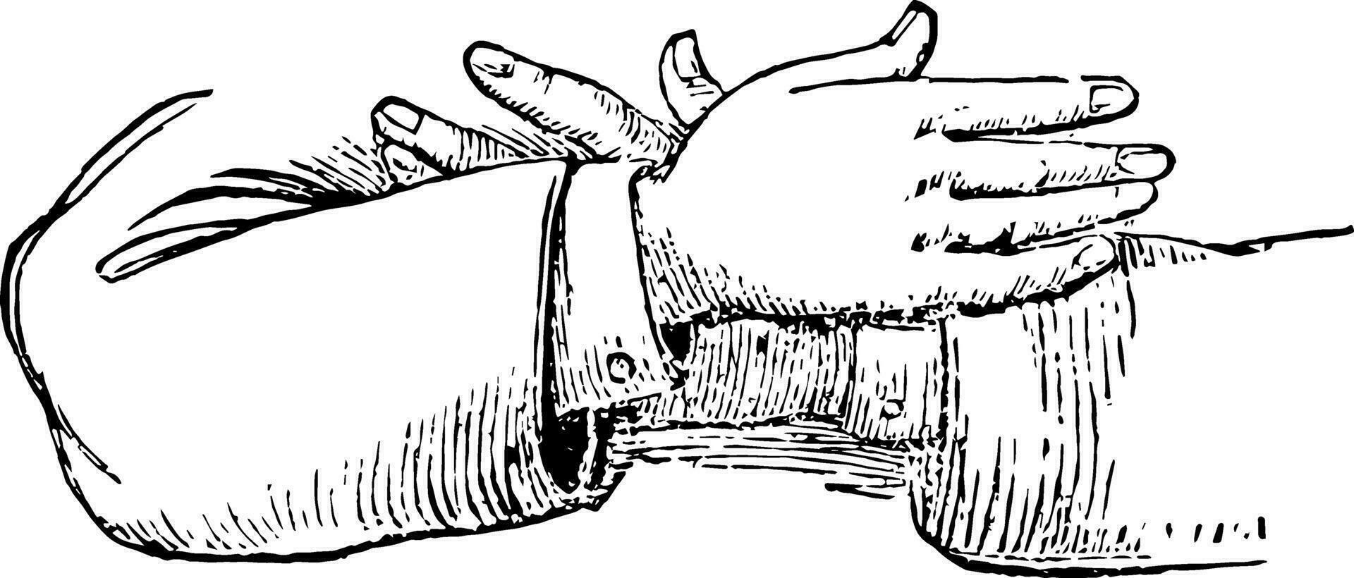 esta imagen representa el manos resignación posición Clásico grabado. vector