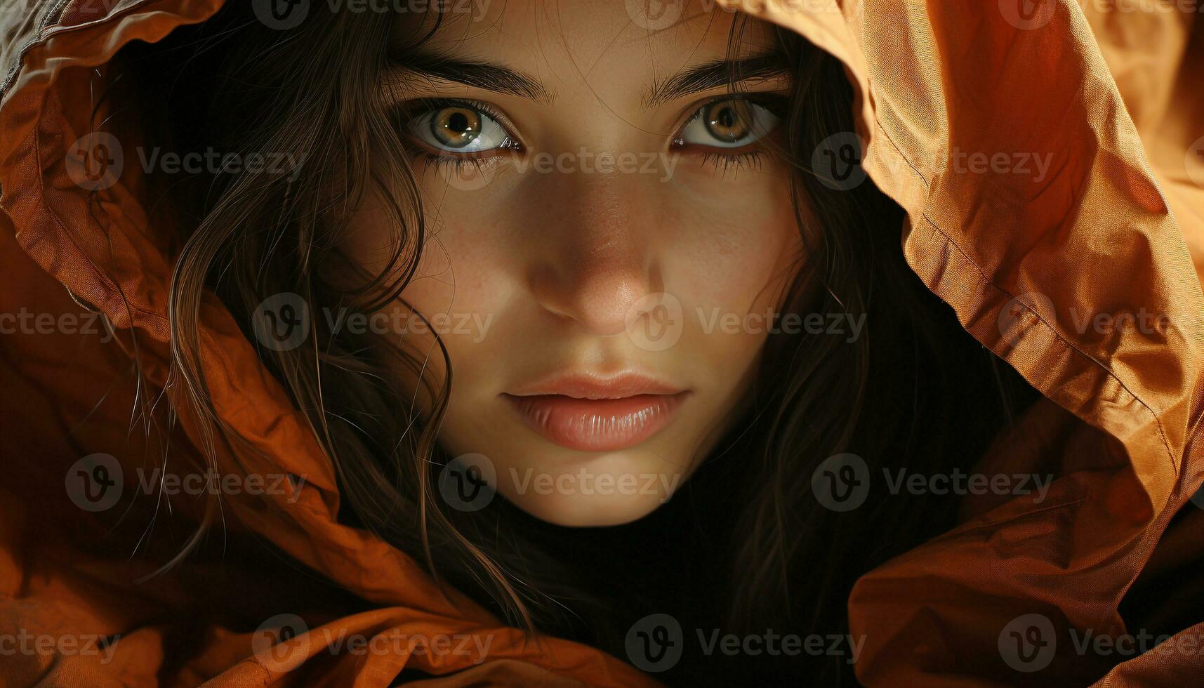 AI generated A beautiful young woman with wet hair looking at the camera generated by AI photo