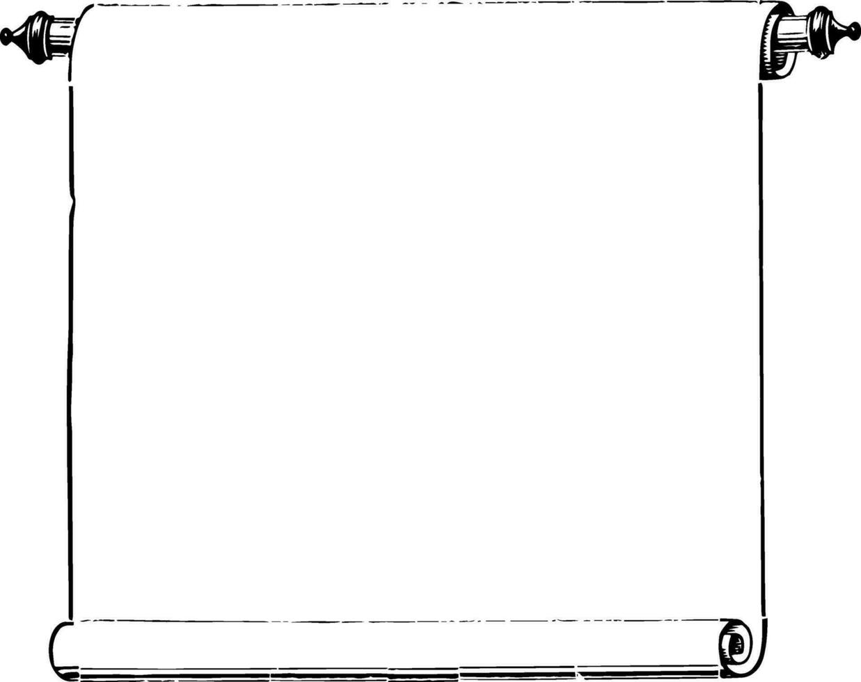 Scroll or present writing long roll of paper vintage engraving. vector