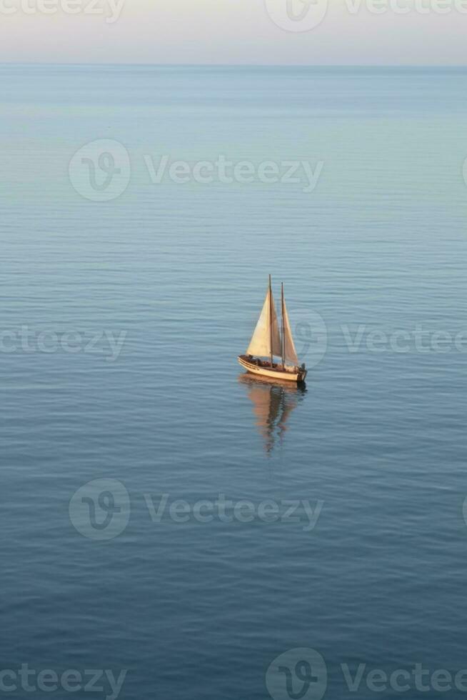 Minimalist photo a ship on sea