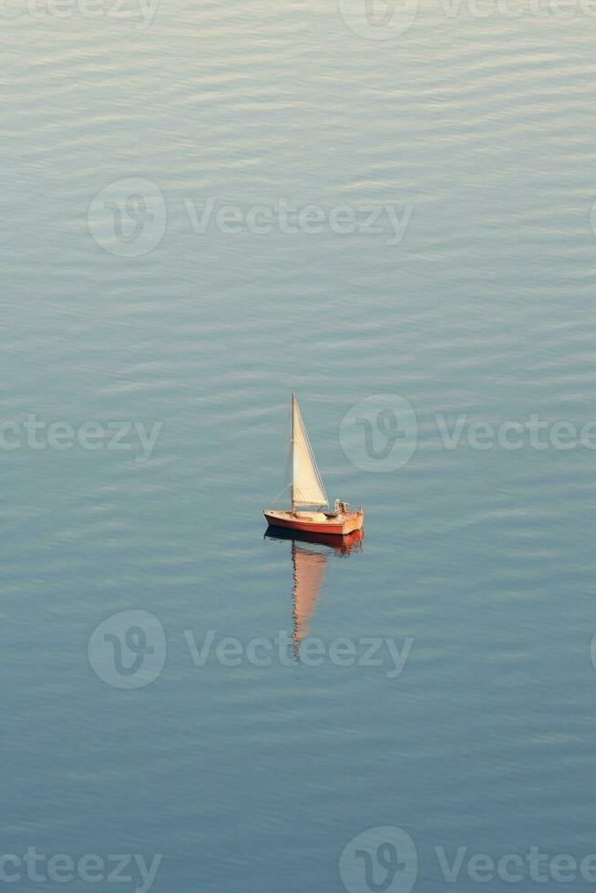 Minimalist photo a ship on sea