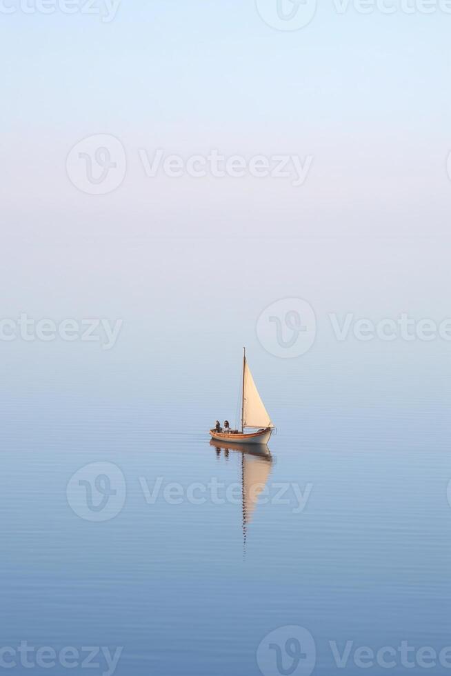 Minimalist photo a ship on sea