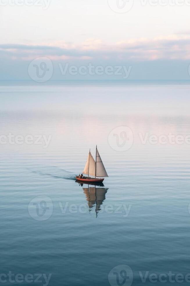 Minimalist photo a ship on sea