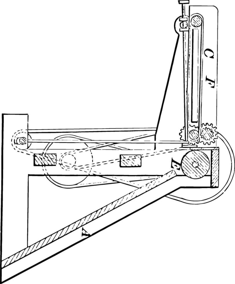 Printing Press Feeder vintage illustration. vector