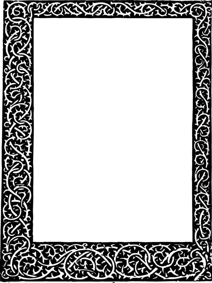 Thorn Stem Border have scrolls and intertwines all around vintage engraving. vector