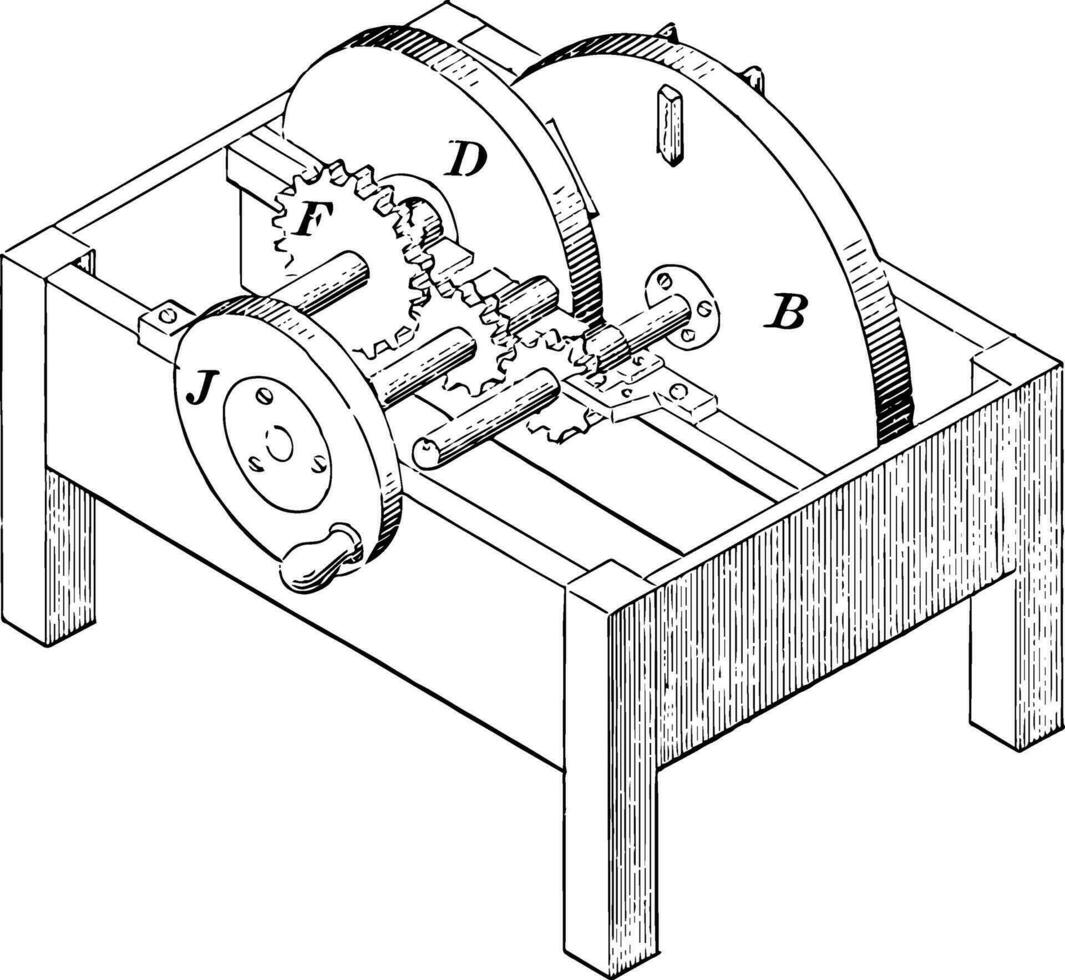 Machine Mattress Shaving vintage illustration. vector