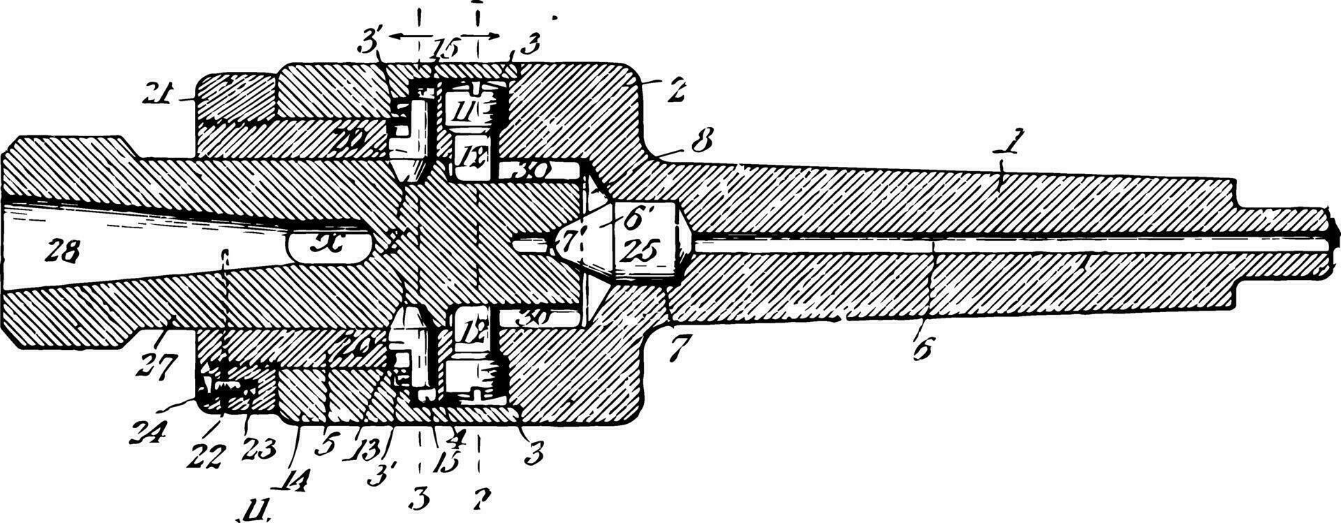 Drill Chuck vintage illustration. vector