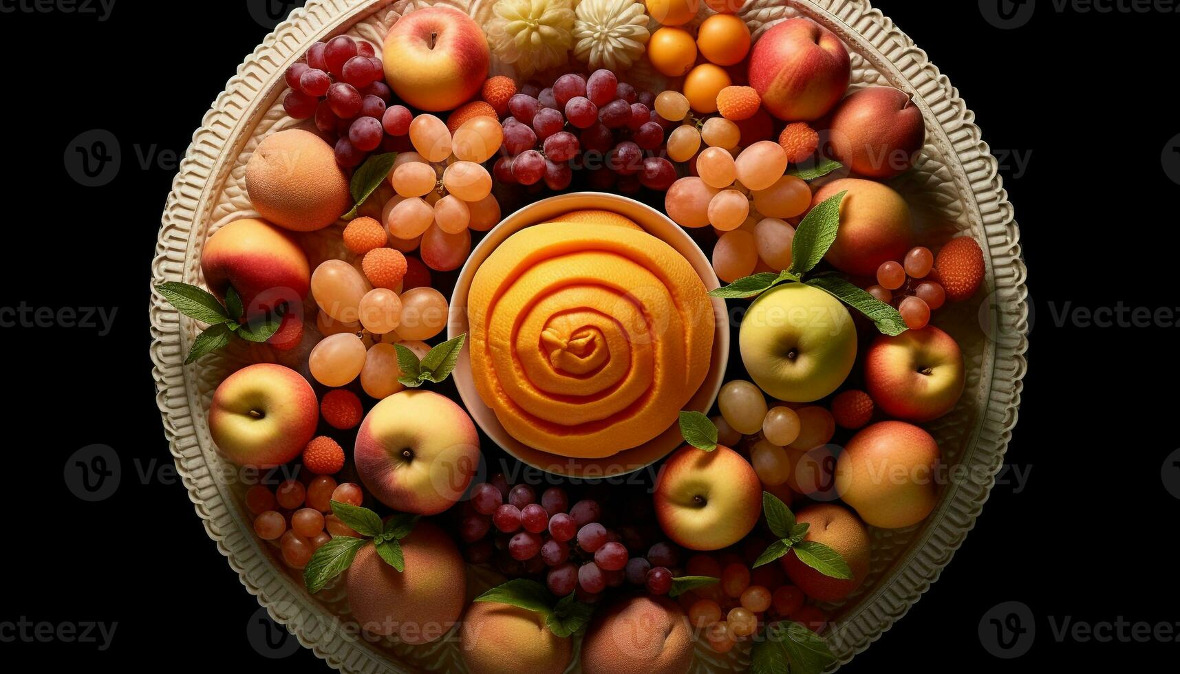 AI generated Freshness and abundance of healthy fruit in a colorful gourmet bowl generated by AI photo