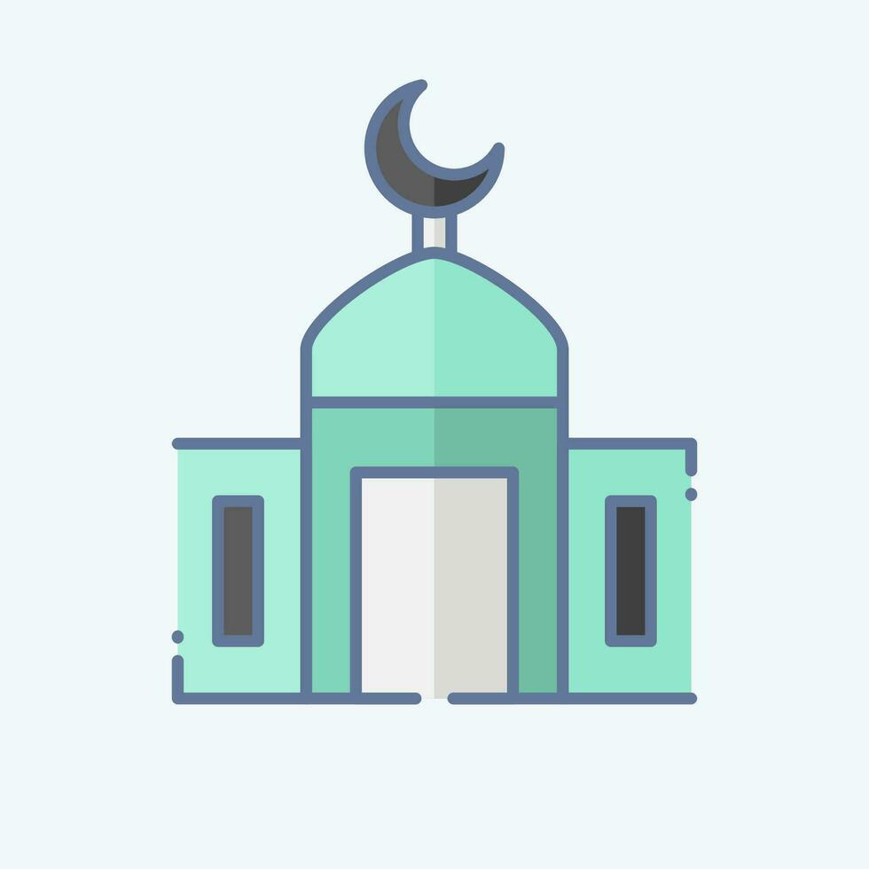Icon Mosque. related to Ramadan symbol. doodle style. simple design editable. simple illustration vector