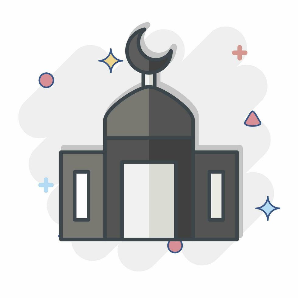 Icon Mosque. related to Ramadan symbol. comic style. simple design editable. simple illustration vector