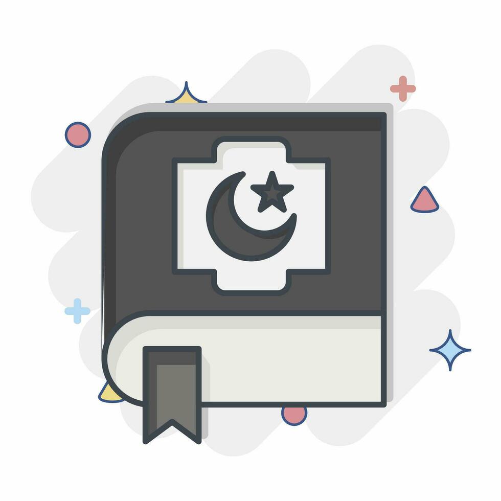 Icon Quran. related to Ramadan symbol. comic style. simple design editable. simple illustration vector