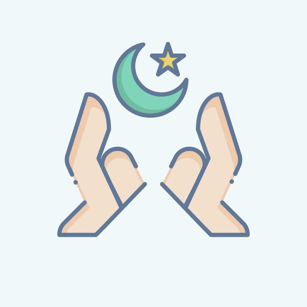 Icon Hands. related to Ramadan symbol. doodle style. simple design editable. simple illustration vector