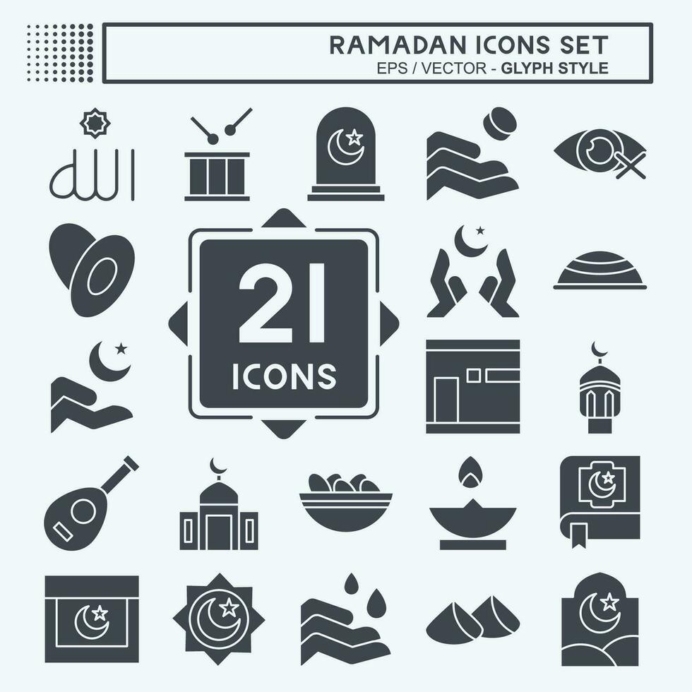 Icon Set islamic. related to islamic symbol. glyph style. simple design editable. simple illustration vector