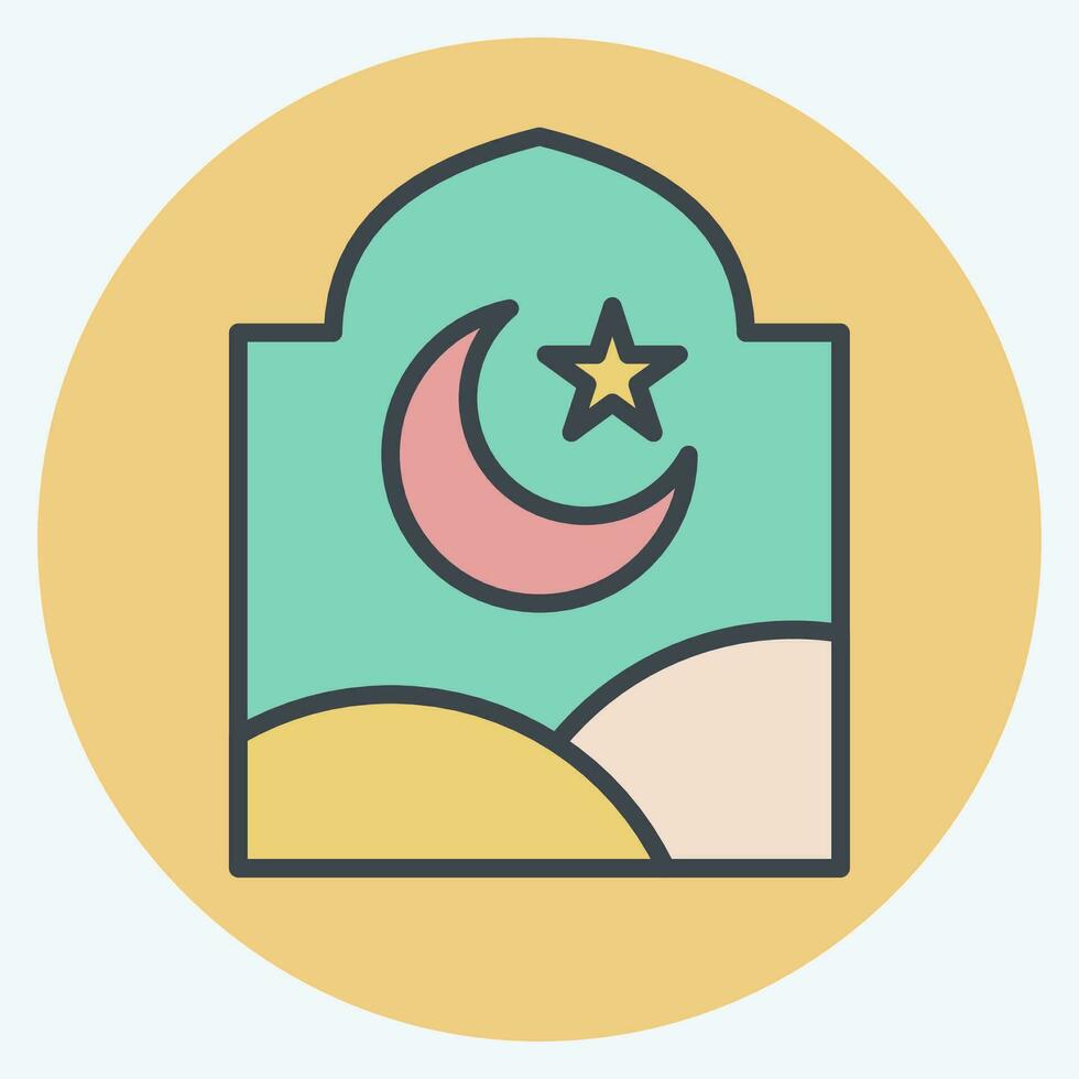 Icon Window. related to Ramadan symbol. color mate style. simple design editable. simple illustration vector