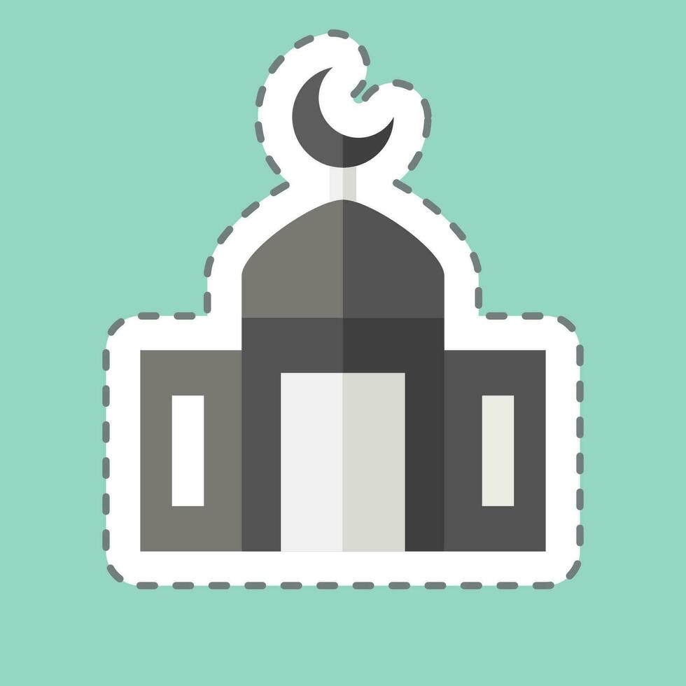 Sticker line cut Mosque. related to Ramadan symbol. simple design editable. simple illustration vector