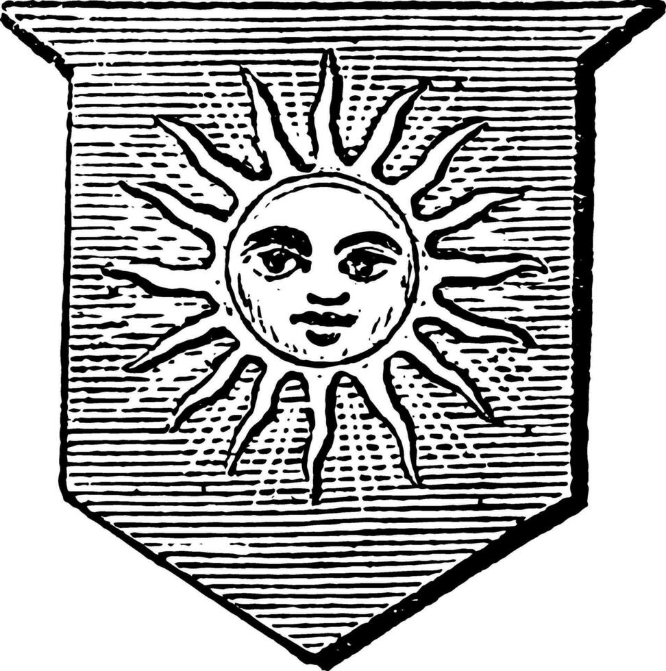 Sun in its Splendor is a figured, vintage engraving. vector