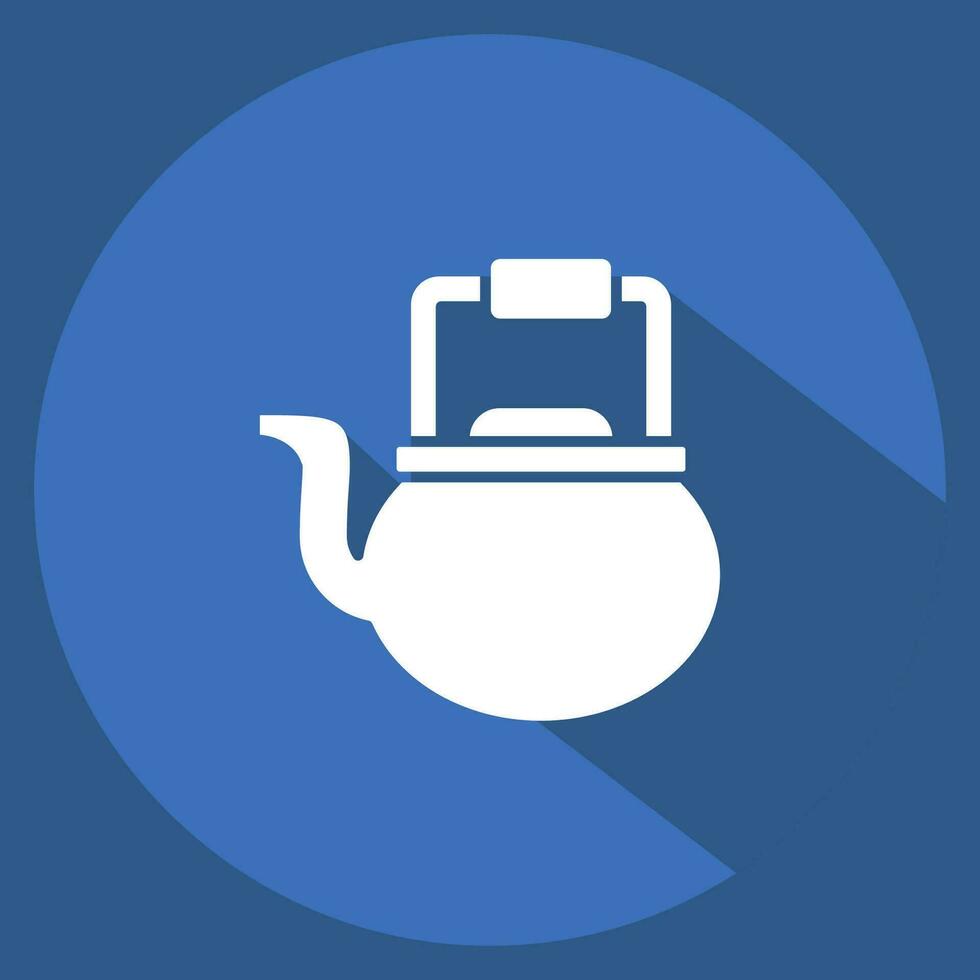 Icon Kettle. related to Cooking symbol. long shadow style. simple design editable. simple illustration vector