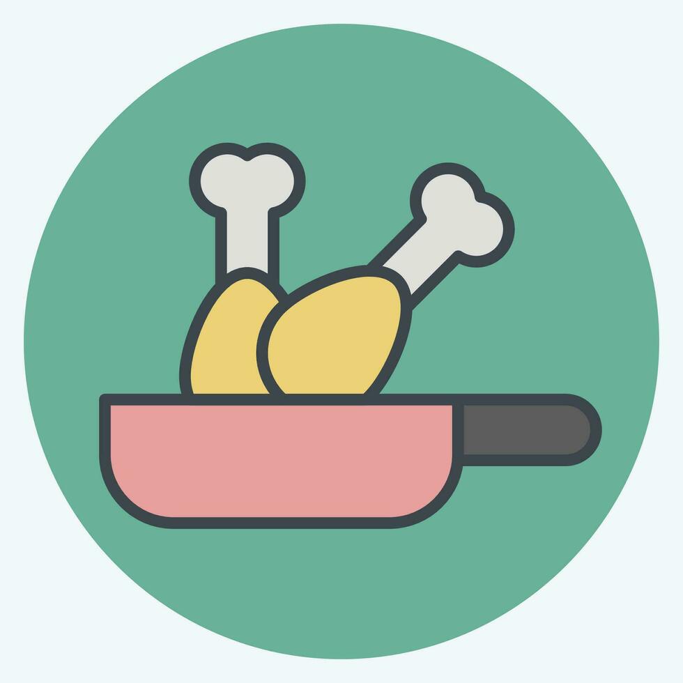 Icon Fried. related to Cooking symbol. color mate style. simple design editable. simple illustration vector