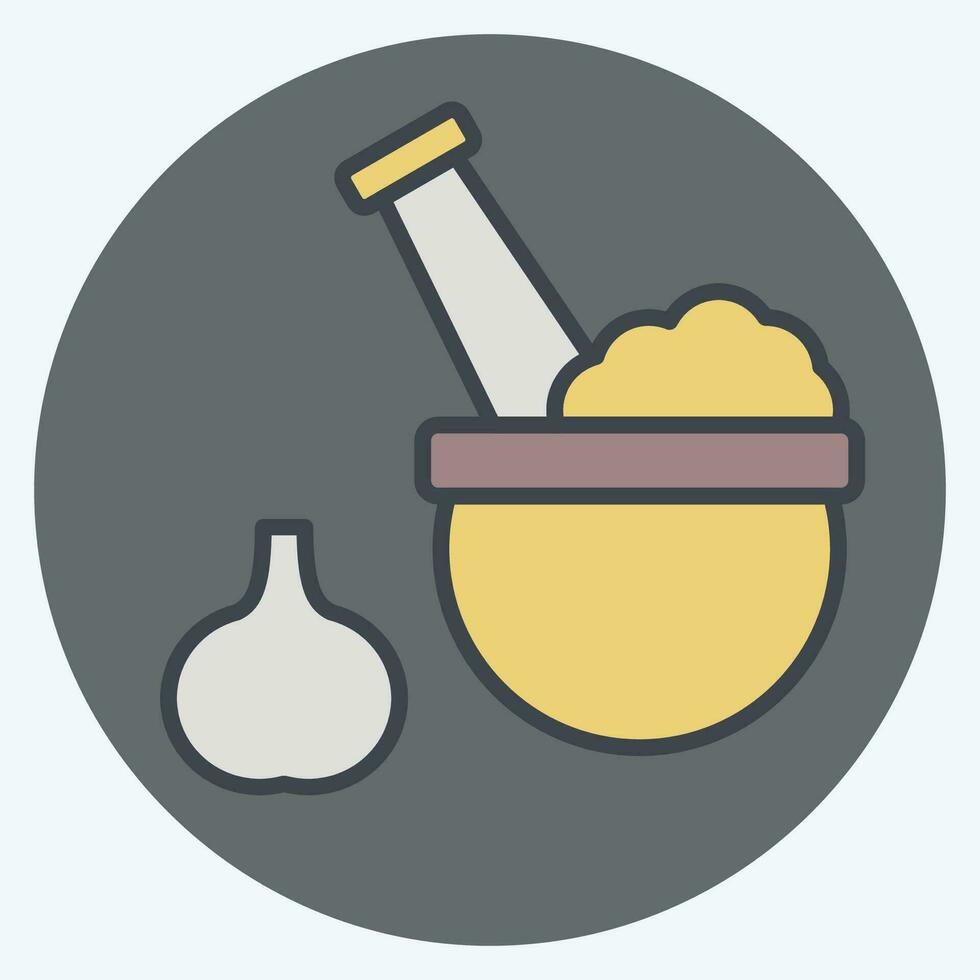 Icon Pound Mortar. related to Cooking symbol. color mate style. simple design editable. simple illustration vector