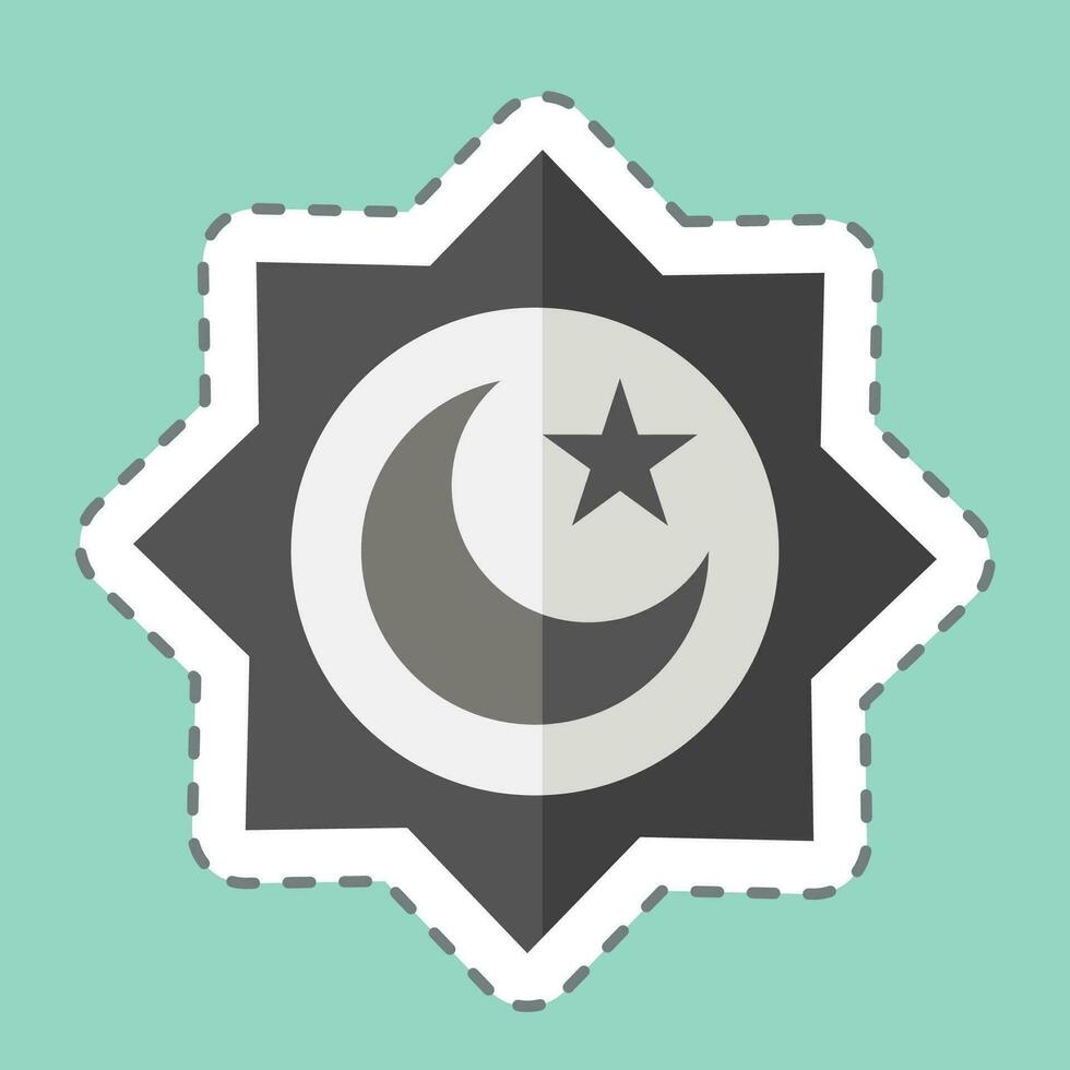 Sticker line cut Rub el Hizb. related to Ramadan symbol. simple design editable. simple illustration vector