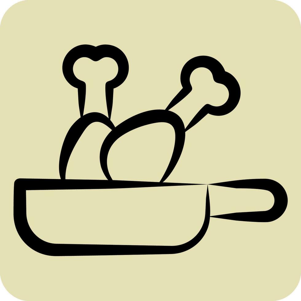 icono frito. relacionado a Cocinando símbolo. mano dibujado estilo. sencillo diseño editable. sencillo ilustración vector