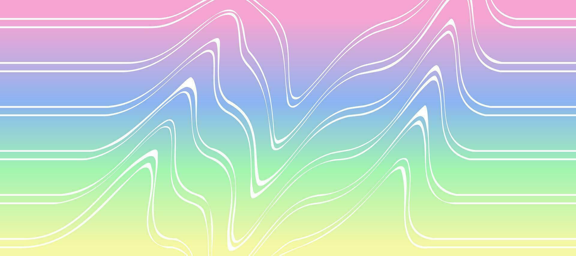 abstract colorful background with white waves outline vector