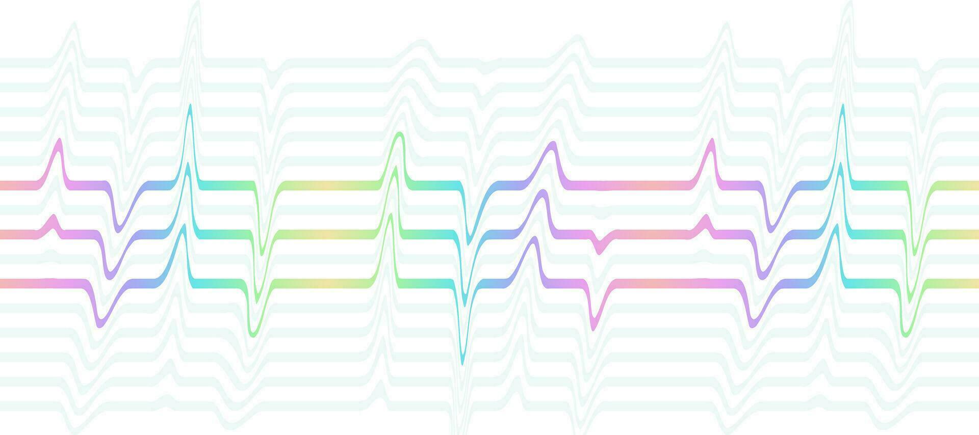 curved pulse lines Colorful wavy lines background vector