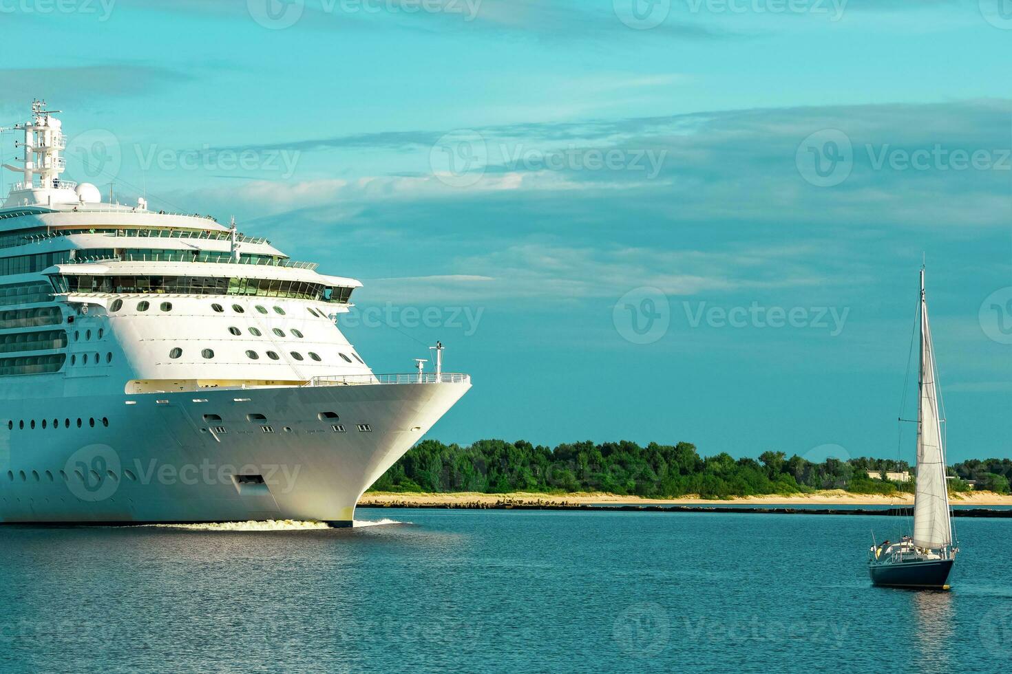 Luxury cruise liner underway. Tour travel and spa services photo