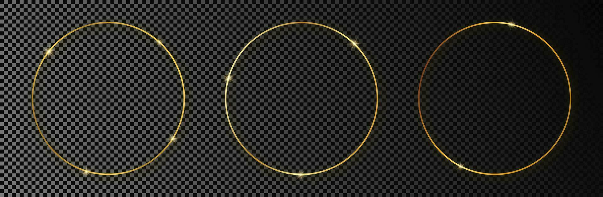 Gold glowing circle frame vector
