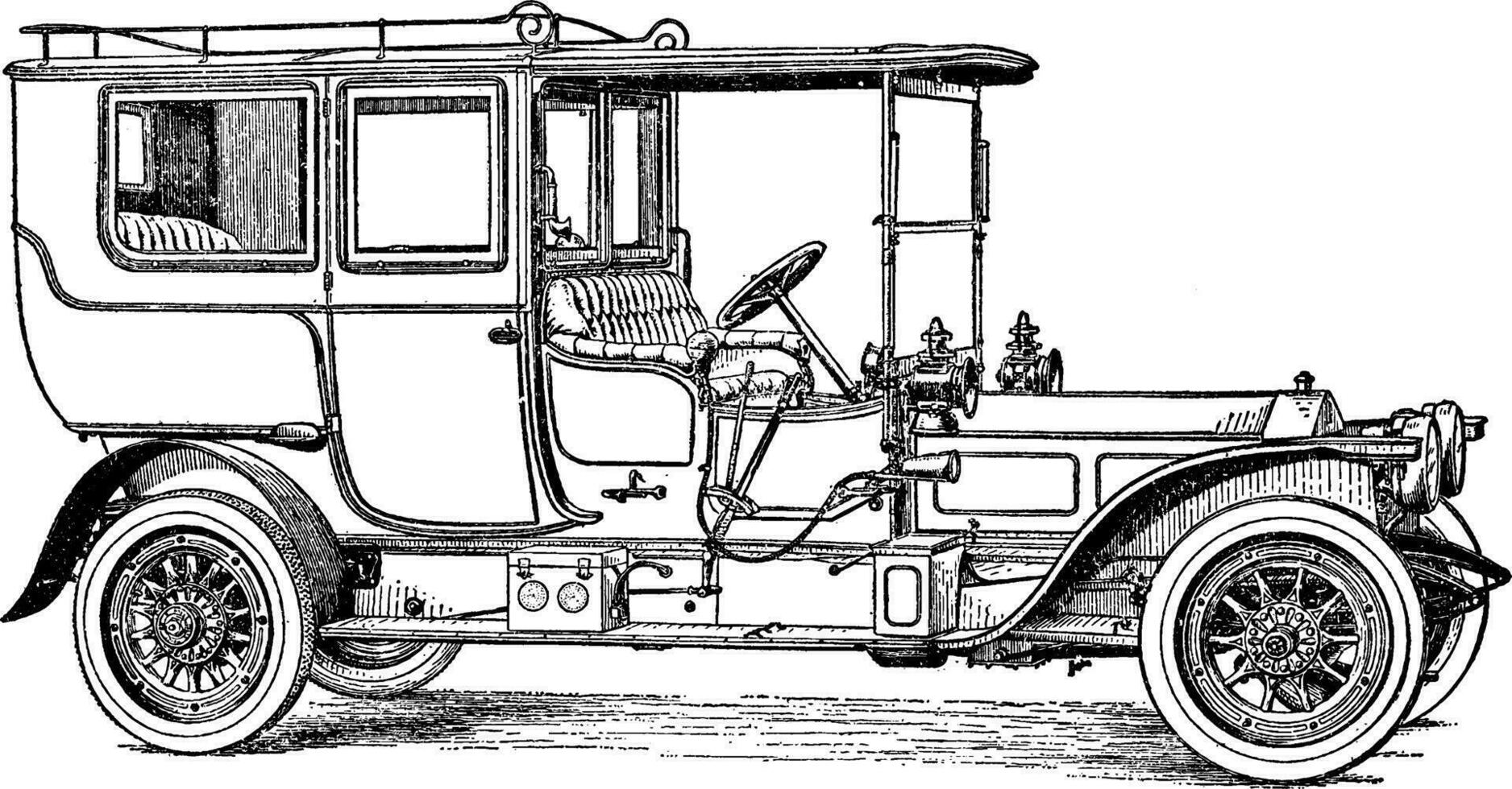 Six Cylinder Rolls Royce Pullman Limousine, vintage illustration. vector