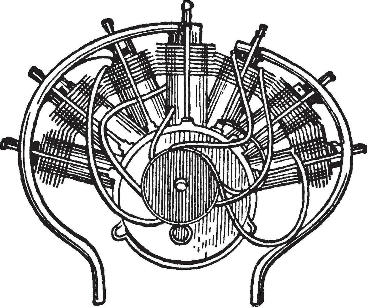 motor de gas, ilustración vintage. vector