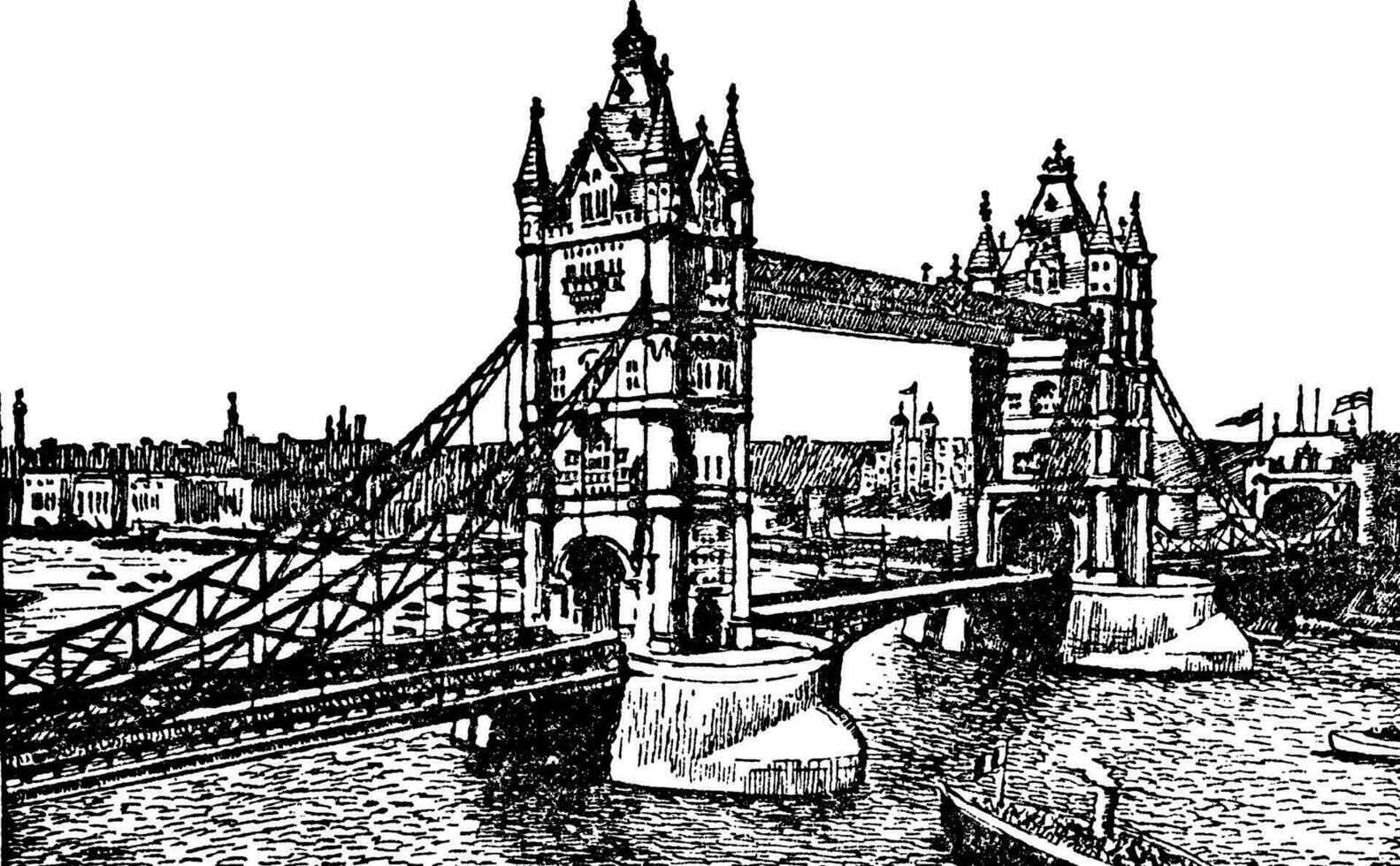 torre puente, Clásico ilustración. vector