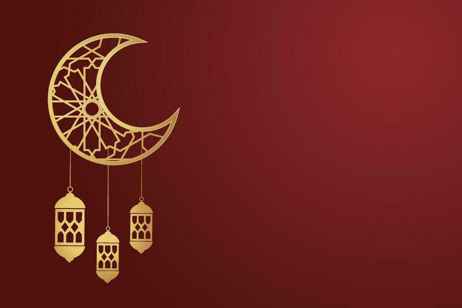 Vector Eid Mubarak Islamic New Year background with candles and moon