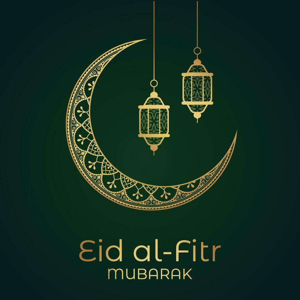 Vector Eid Mubarak Islamic New Year background with candles and moon