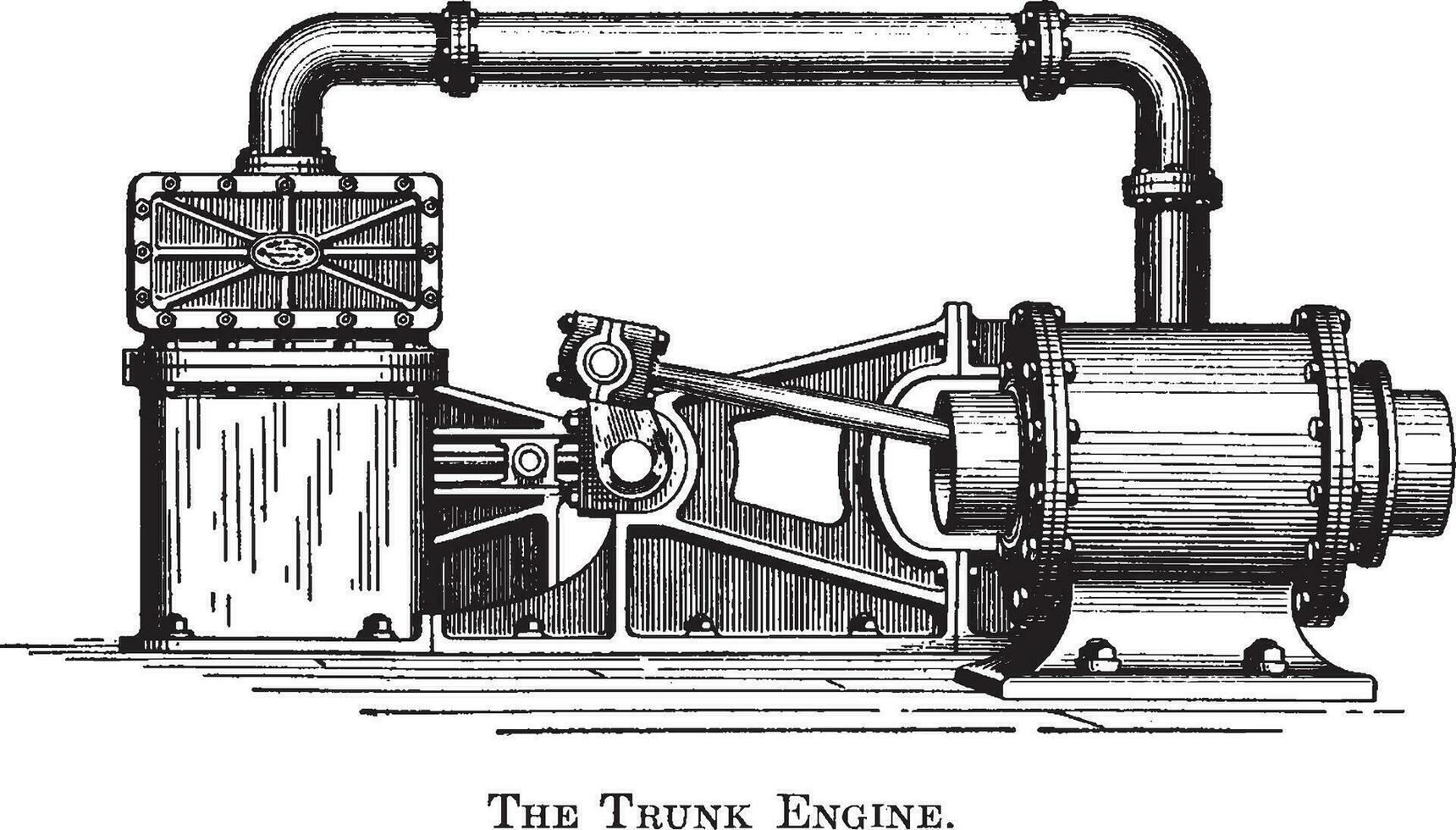 Ship Engine, vintage illustration. vector