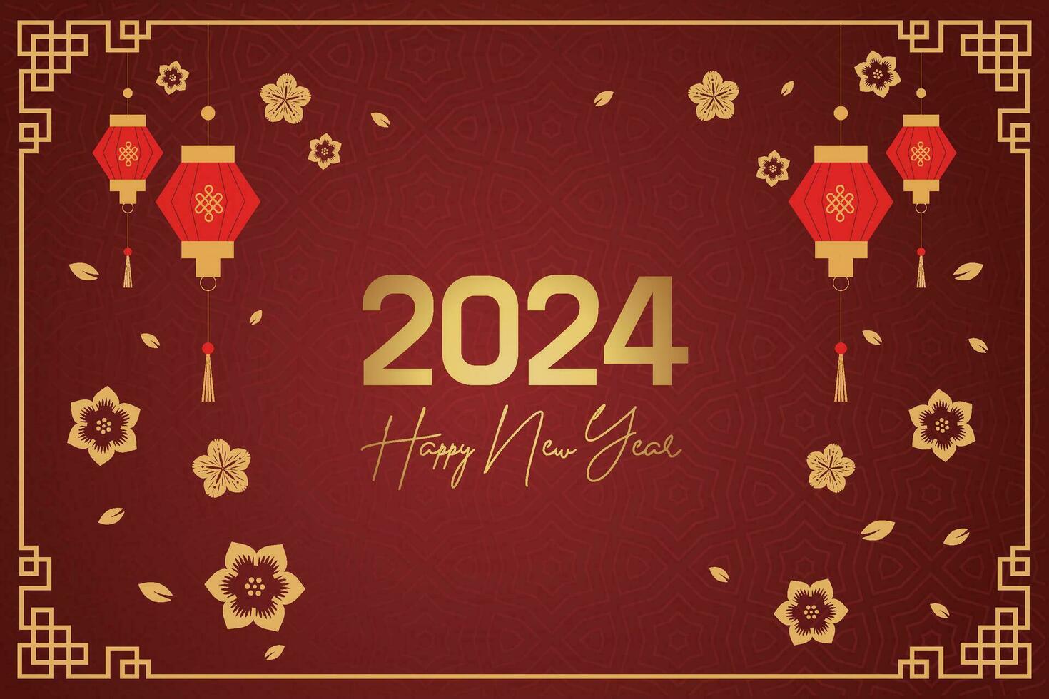 Chinese Lunar New Year festival 2024 celebration, Happy New Year background decorative elements. vector