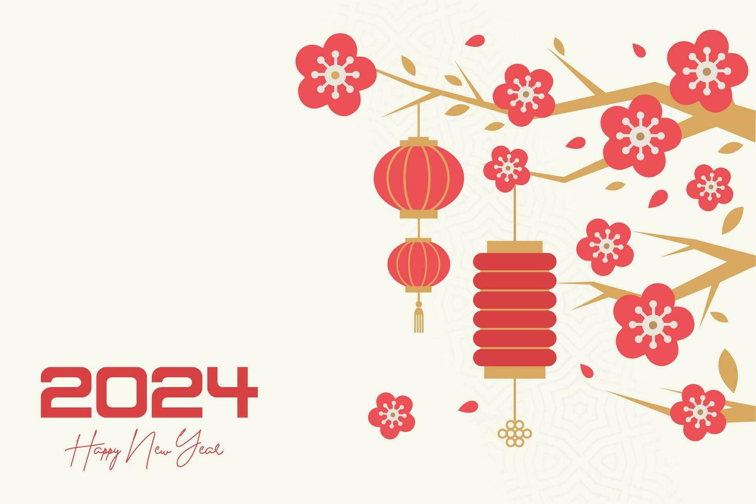 Chinese Lunar New Year festival 2024 celebration, Happy New Year background decorative elements. vector
