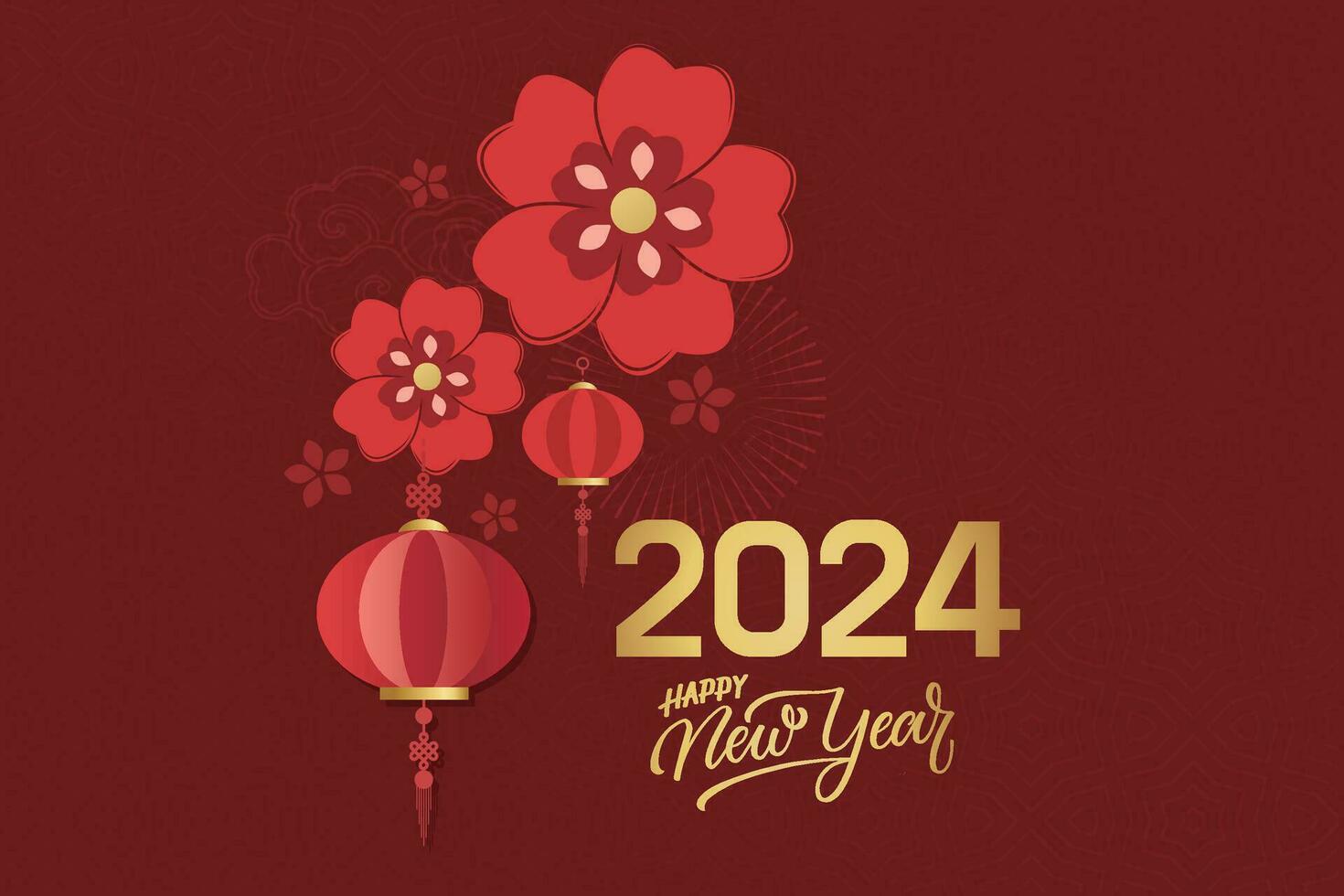 Chinese Lunar New Year festival 2024 celebration, Happy New Year background decorative elements. vector