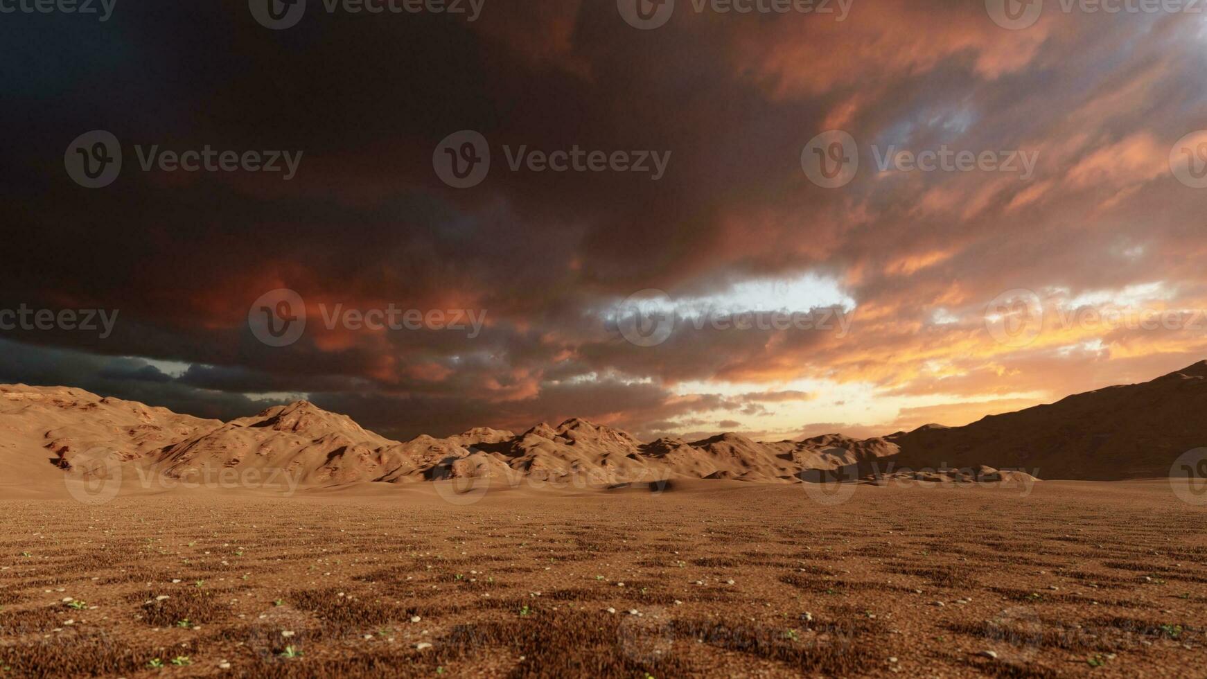 AI generated Calm Beautiful Desert with Sunset and trees photo