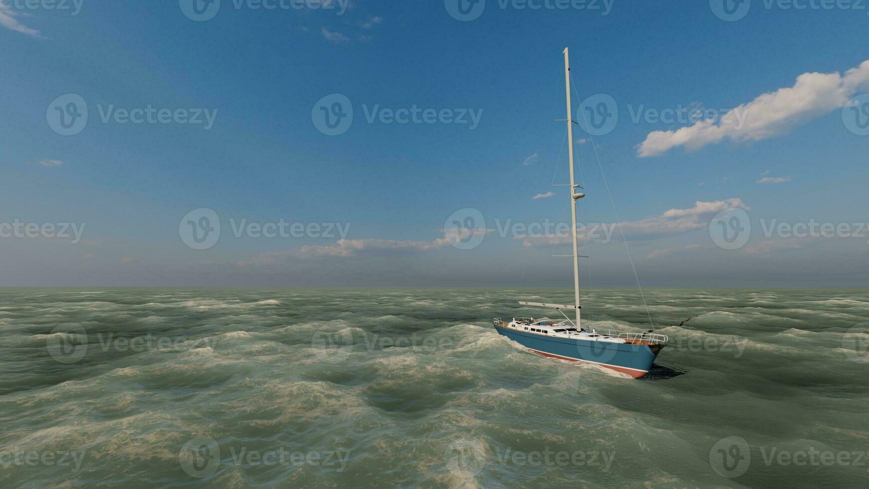 AI generated Sea beach and blue sky calm and peaceful nature with sailing boats photo