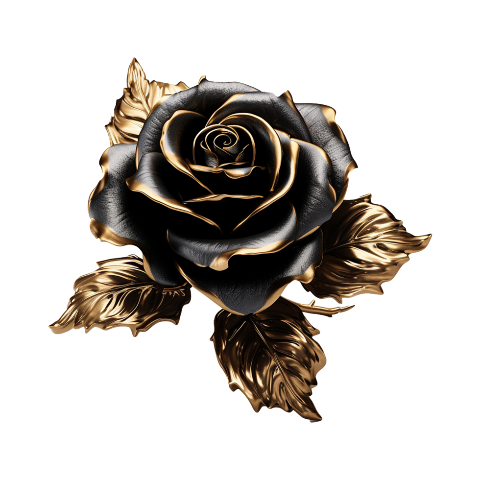 AI generated Black rose flower 3d render isolated on transparent background png