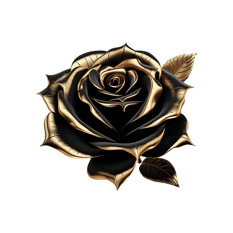 AI generated Black rose flower 3d render isolated on transparent background png