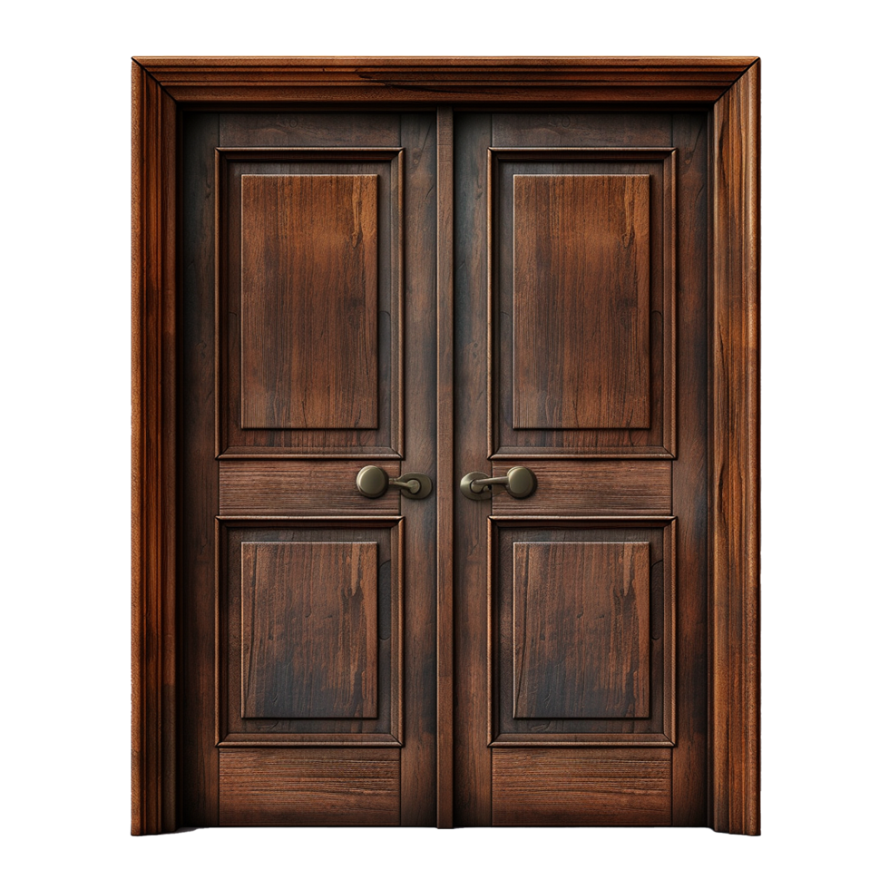 AI generated Wooden door isolated on transparent background generative ai png