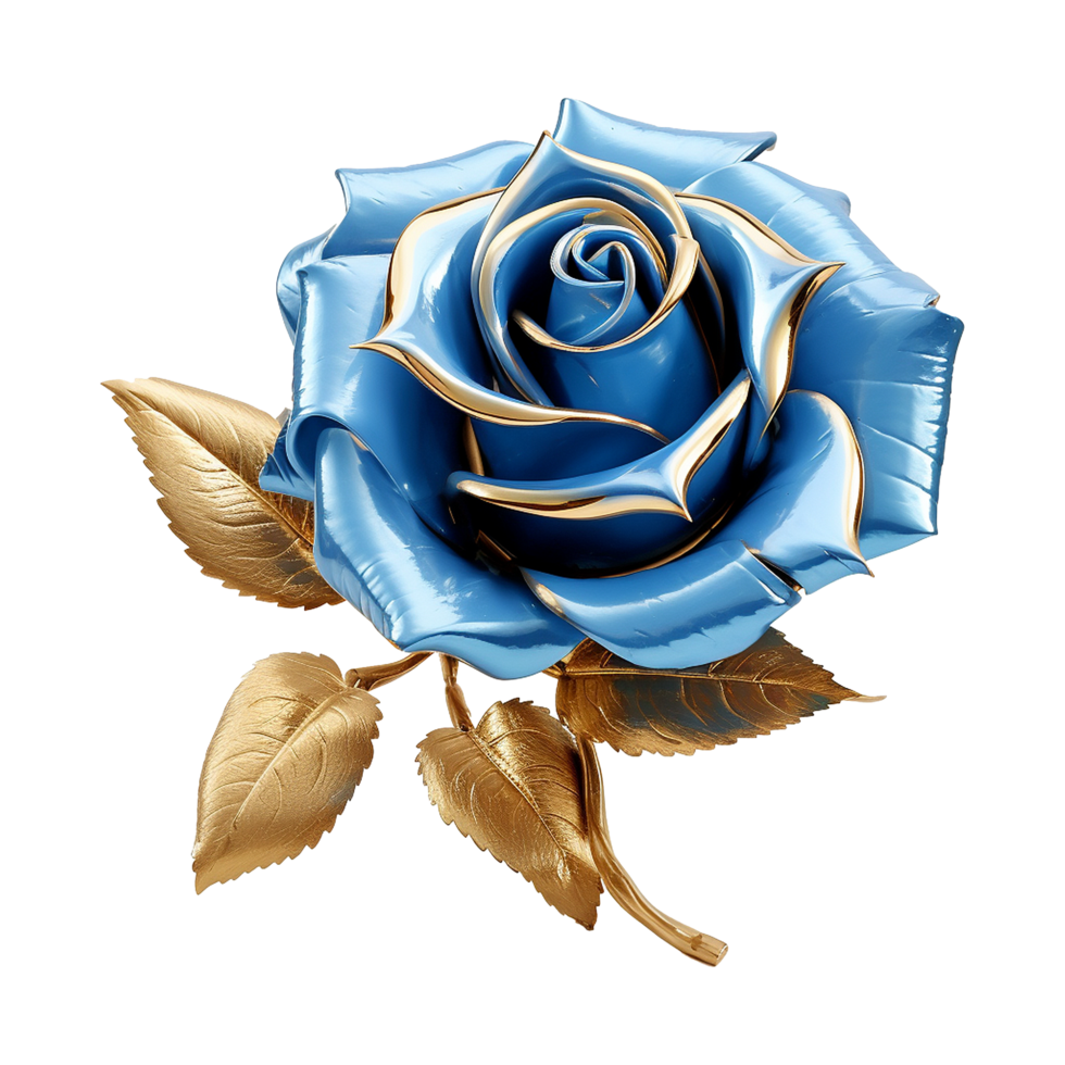 AI generated Blue rose flower 3d render isolated on transparent background png